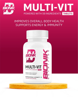 Bionik Nutrition Multi-Vit | Multivitamin for Men & Women | 59 Essential Nutrients | 60 Tablets | Immunity, Energy, and Daily Wellness Support - BIONIK NUTRITION
