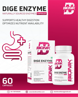 Bionik Nutrition Dige Enzyme | Advanced Digestive Enzyme Supplement for Nutrient Absorption | 60 Tablets - BIONIK NUTRITION