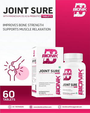 Bionik Nutrition Joint Sure | Bone & Joint Support Supplement with Calcium, D3, K2 & Probiotics | 60 Tablets - BIONIK NUTRITION