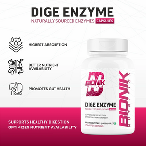 Bionik Nutrition Dige Enzyme | Advanced Digestive Enzyme Supplement for Nutrient Absorption | 60 Tablets - BIONIK NUTRITION