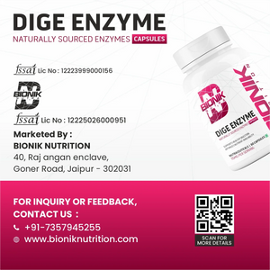 Bionik Nutrition Dige Enzyme | Advanced Digestive Enzyme Supplement for Nutrient Absorption | 60 Tablets - BIONIK NUTRITION