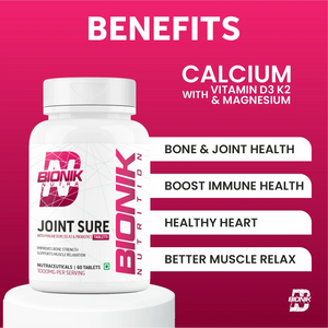 Bionik Nutrition Joint Sure | Bone & Joint Support Supplement with Calcium, D3, K2 & Probiotics | 60 Tablets - BIONIK NUTRITION