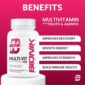 Bionik Nutrition Multi-Vit | Multivitamin for Men & Women | 59 Essential Nutrients | 60 Tablets | Immunity, Energy, and Daily Wellness Support - BIONIK NUTRITION