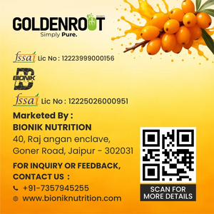 Goldenroot Himalayan Sea Buckthorn Juice | Rich in Omega 3, 6, 7 & 9 | 500ml | Immunity, Skin, Heart & Gut Health Support - BIONIK NUTRITION
