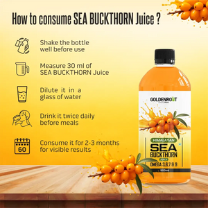 Goldenroot Himalayan Sea Buckthorn Juice | Rich in Omega 3, 6, 7 & 9 | 500ml | Immunity, Skin, Heart & Gut Health Support - BIONIK NUTRITION