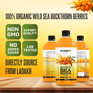 Goldenroot Himalayan Sea Buckthorn Juice | Rich in Omega 3, 6, 7 & 9 | 500ml | Immunity, Skin, Heart & Gut Health Support - BIONIK NUTRITION