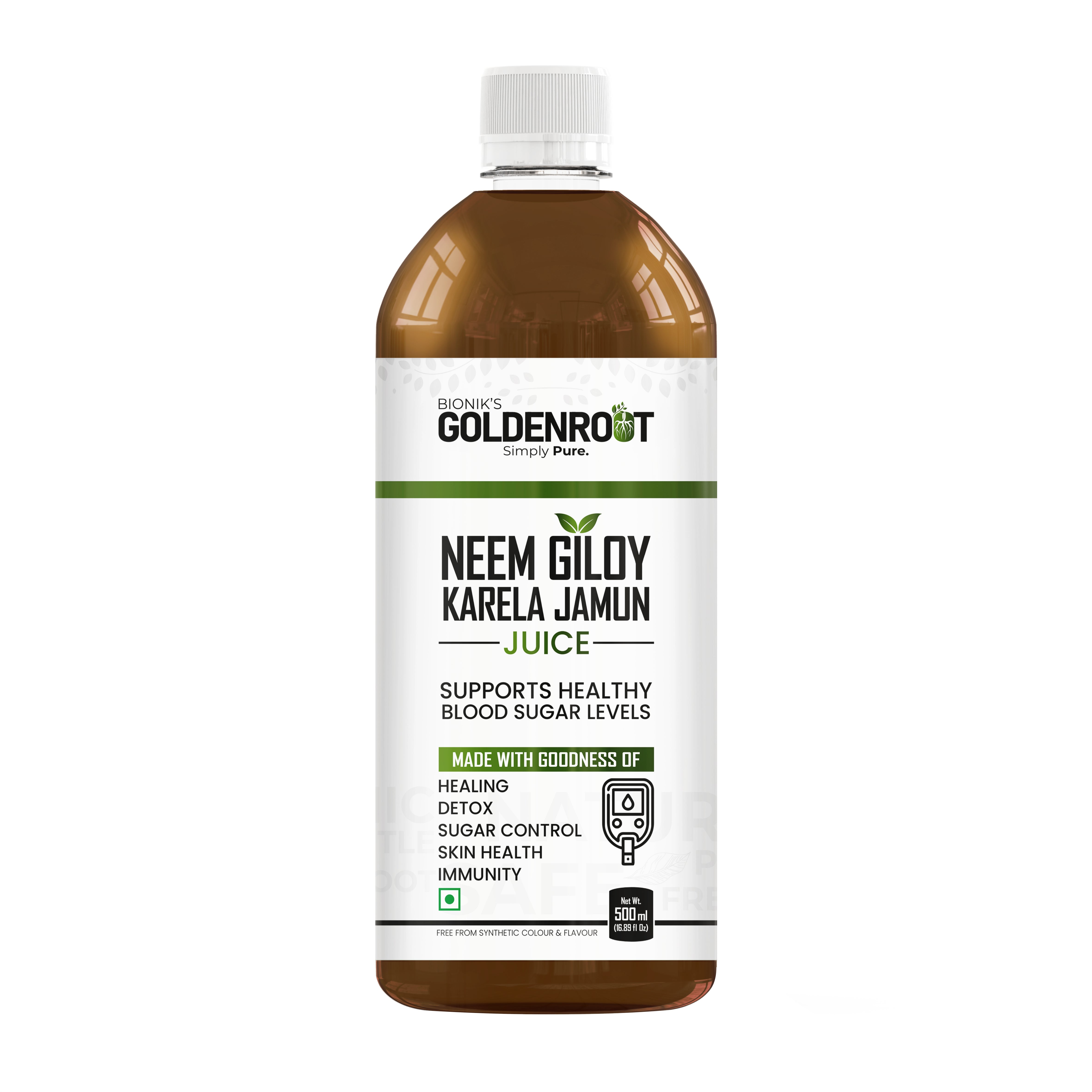 Neem Giloy Karela Jamun Juice by Bionik GoldenRoot | Natural Sugar Control, Detox & Immunity Support | With 4 Potent Ayurvedic Herbs