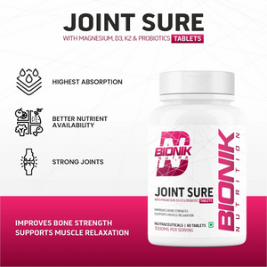 Bionik Nutrition Joint Sure | Bone & Joint Support Supplement with Calcium, D3, K2 & Probiotics | 60 Tablets - BIONIK NUTRITION