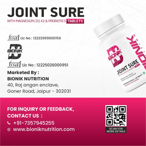 Bionik Nutrition Joint Sure | Bone & Joint Support Supplement with Calcium, D3, K2 & Probiotics | 60 Tablets - BIONIK NUTRITION