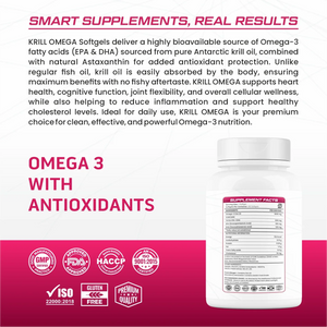 Bionik Nutrition Krill Omega | Antarctic Krill Oil with Astaxanthin | EPA & DHA for Heart, Brain & Joint Support | 60 Softgels - BIONIK NUTRITION