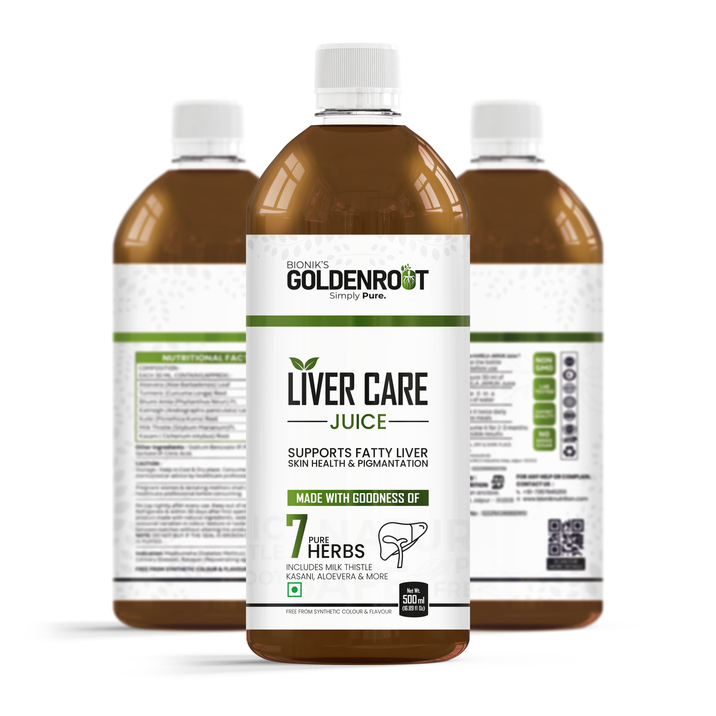 Liver Care Juice by Bionik GoldenRoot | Natural Liver Detox with Aloe Vera, Milk Thistle, Turmeric & Bhumi Amla | Supports Fatty Liver, Skin Glow & Immunity