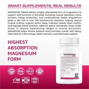 Bionik Nutrition Magnesium Tablets | 2000mg High Absorption Magnesium Glycinate | 60 Tablets | Sleep, Muscle Recovery & Stress Support - BIONIK NUTRITION