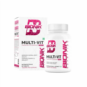 Bionik Nutrition Multi-Vit | Multivitamin for Men & Women | 59 Essential Nutrients | 60 Tablets | Immunity, Energy, and Daily Wellness Support - BIONIK NUTRITION