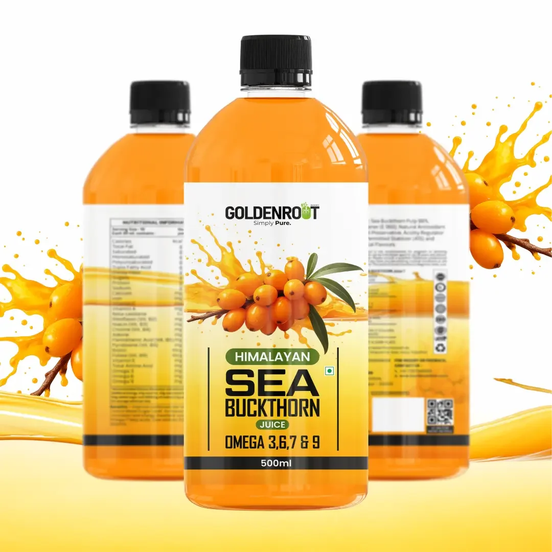 Goldenroot Himalayan Sea Buckthorn Juice | Rich in Omega 3, 6, 7 & 9 | 500ml | Immunity, Skin, Heart & Gut Health Support - BIONIK NUTRITION