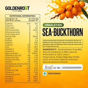 Goldenroot Himalayan Sea Buckthorn Juice | Rich in Omega 3, 6, 7 & 9 | 500ml | Immunity, Skin, Heart & Gut Health Support - BIONIK NUTRITION