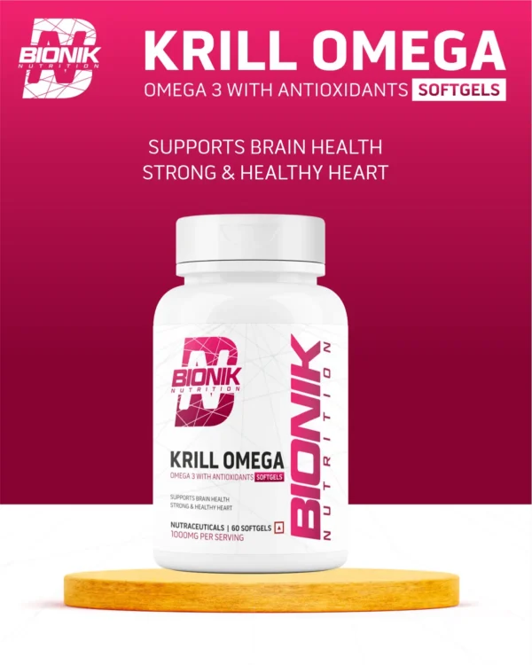 Bionik Nutrition Krill Omega | Antarctic Krill Oil with Astaxanthin | EPA & DHA for Heart, Brain & Joint Support | 60 Softgels - Image 6