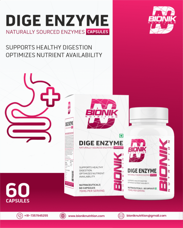 Bionik Nutrition Dige Enzyme | Advanced Digestive Enzyme Supplement for Nutrient Absorption | 60 Tablets - Image 3