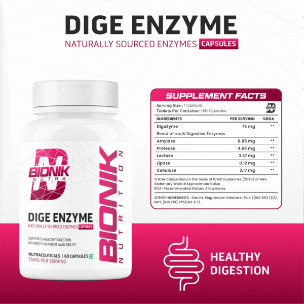 Bionik Nutrition Dige Enzyme | Advanced Digestive Enzyme Supplement for Nutrient Absorption | 60 Tablets - Image 5