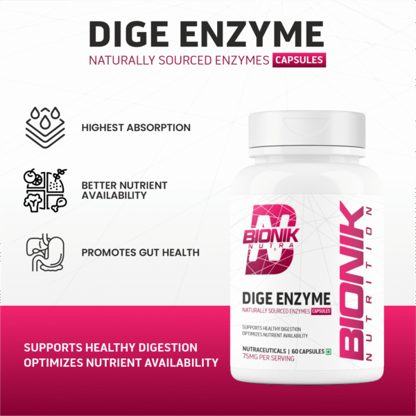 Bionik Nutrition Dige Enzyme | Advanced Digestive Enzyme Supplement for Nutrient Absorption | 60 Tablets - Image 7