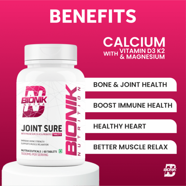 BiBonik Nutrition Joint Sure | Bone & Joint Support Supplement with Calcium, D3, K2 & Probiotics | 60 Tablets - Image 6