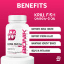 Bionik Nutrition Krill Omega | Antarctic Krill Oil with Astaxanthin | EPA & DHA for Heart, Brain & Joint Support | 60 Softgels
