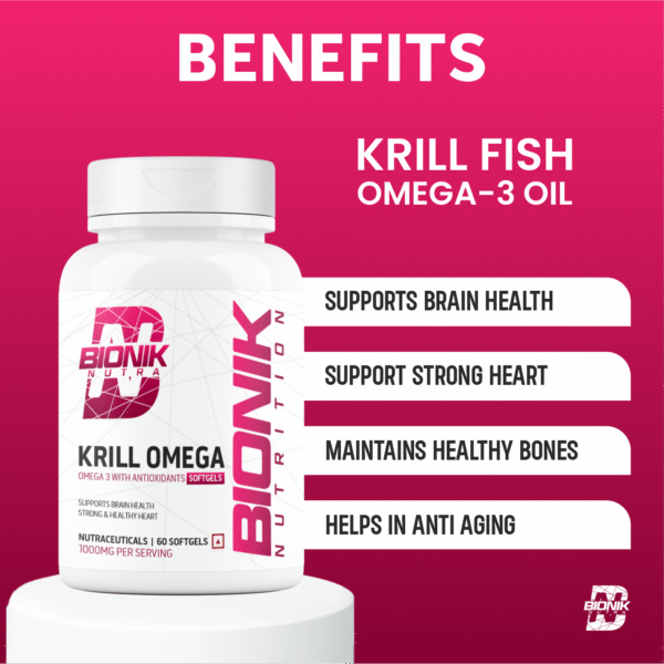 Bionik Nutrition Krill Omega | Antarctic Krill Oil with Astaxanthin | EPA & DHA for Heart, Brain & Joint Support | 60 Softgels - Image 8