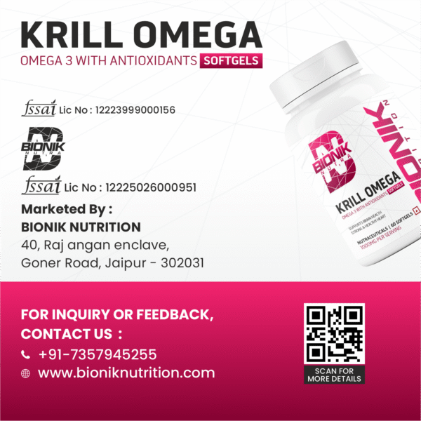 Bionik Nutrition Krill Omega | Antarctic Krill Oil with Astaxanthin | EPA & DHA for Heart, Brain & Joint Support | 60 Softgels - Image 10