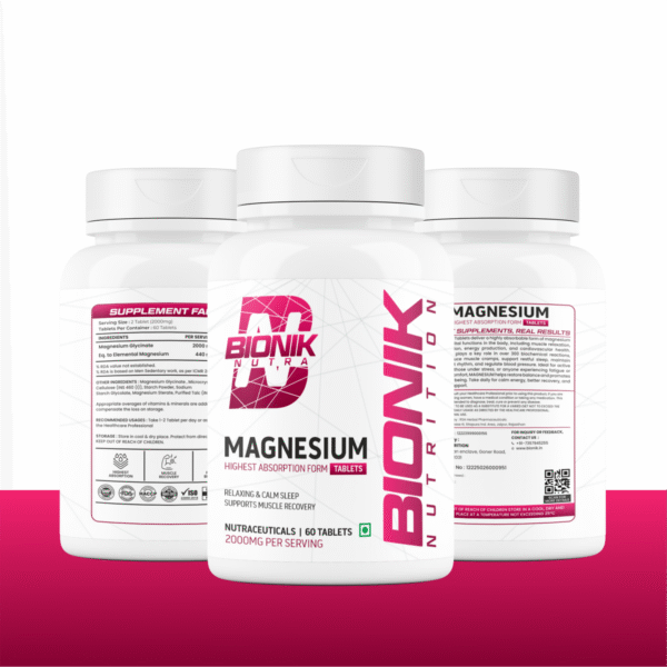 BIONIK Magnesium Tablets | 2000mg High Absorption Magnesium Glycinate | 60 Tablets | Sleep, Muscle Recovery & Stress Support - Image 3