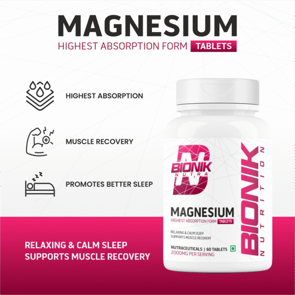 BIONIK Magnesium Tablets | 2000mg High Absorption Magnesium Glycinate | 60 Tablets | Sleep, Muscle Recovery & Stress Support - Image 7
