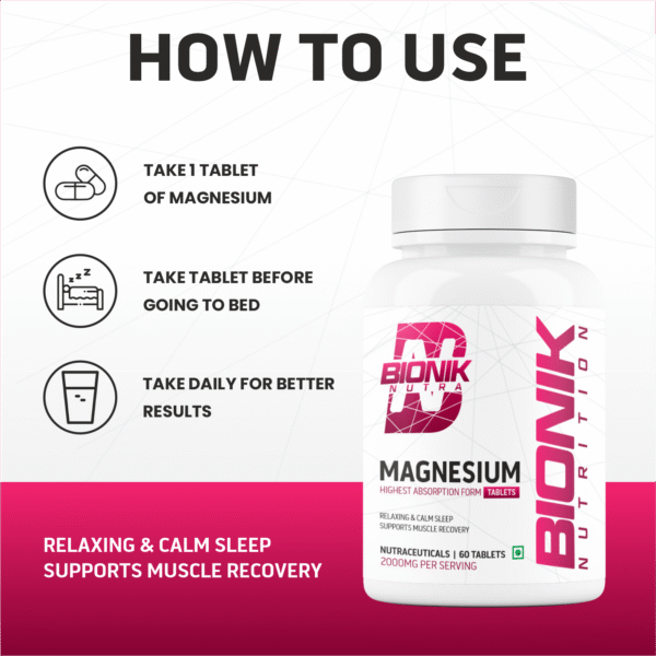 BIONIK Magnesium Tablets | 2000mg High Absorption Magnesium Glycinate | 60 Tablets | Sleep, Muscle Recovery & Stress Support - Image 10
