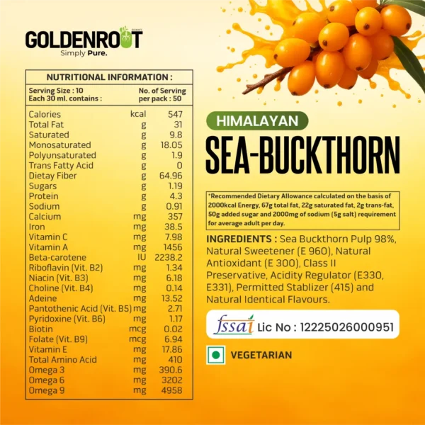 BIONIK Himalayan Sea Buckthorn Juice | Rich in Omega 3, 6, 7 & 9 | 500ml | Immunity, Skin, Heart & Gut Health Support - Image 3
