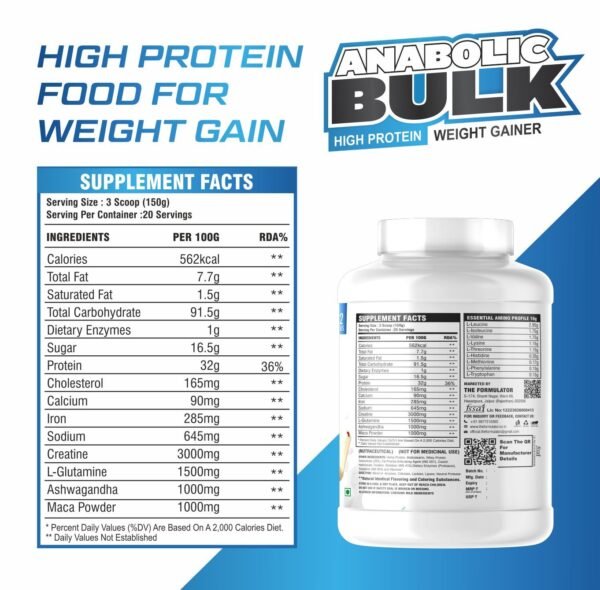 Anabolic Bulk Weight Gainer | High Protein | Creatine | Ashwagandha - Image 3