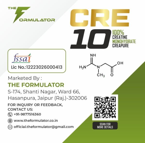 The Formulator CRE10 Ultra Pure Creatine Monohydrate, Creapure Certified, Mixes Easily, 3 g Scoop, Workout Support, 80 Servings, 240 g – Unflavored - Image 7