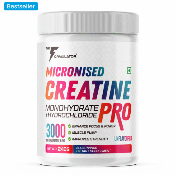 The Formulator CRE10 Ultra Pure Creatine Monohydrate, Creapure Certified, Mixes Easily, 3 g Scoop, Workout Support, 80 Servings, 240 g – Unflavored