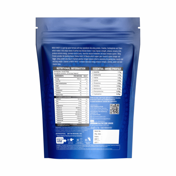 MAXX Whey Protein Blend | Best Whey Protein Powder with Creatine & BCAA | Grass-Fed Premium Whey for Lean Muscle Gain, Weight Gain & Recovery - Image 8