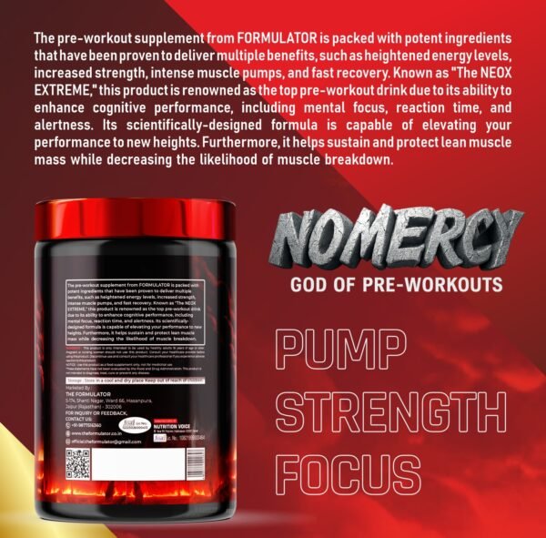 The Formulator NOMERCY Pre-Workout | High-Stim Formula for Energy, Pump & Focus | Beta Alanine & Citrulline - Image 4