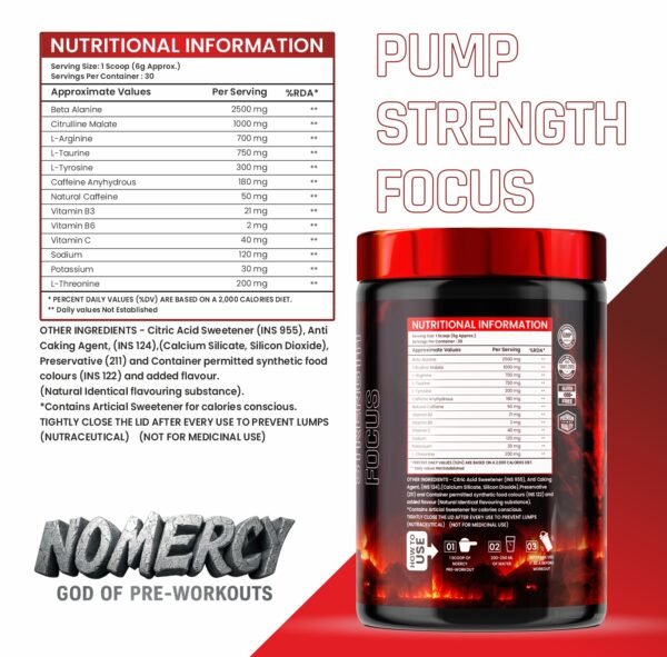 The Formulator NOMERCY Pre-Workout | High-Stim Formula for Energy, Pump & Focus | Beta Alanine & Citrulline - Image 3