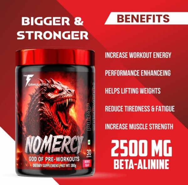 The Formulator NOMERCY Pre-Workout | High-Stim Formula for Energy, Pump & Focus | Beta Alanine & Citrulline - Image 2